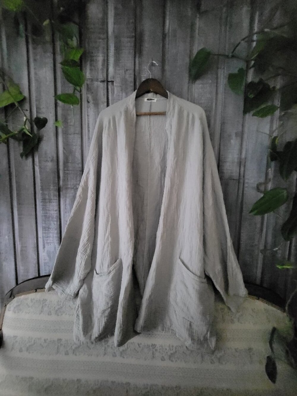 Cotton Gauze Kimono Jacket NWOT Gray OS